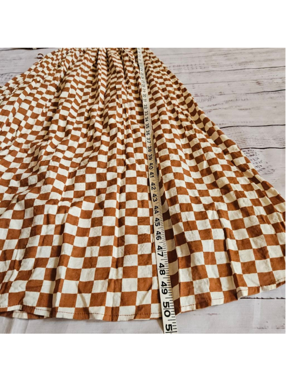 Sofie The Label Brown Cream Checkered Crunchy Cut Out Midi Dress Womens Small - Picture 4 of 6